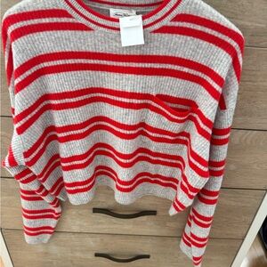 Striped Red/Gray Women's Sweater, Anthropologie, XS. NWT American Vintage